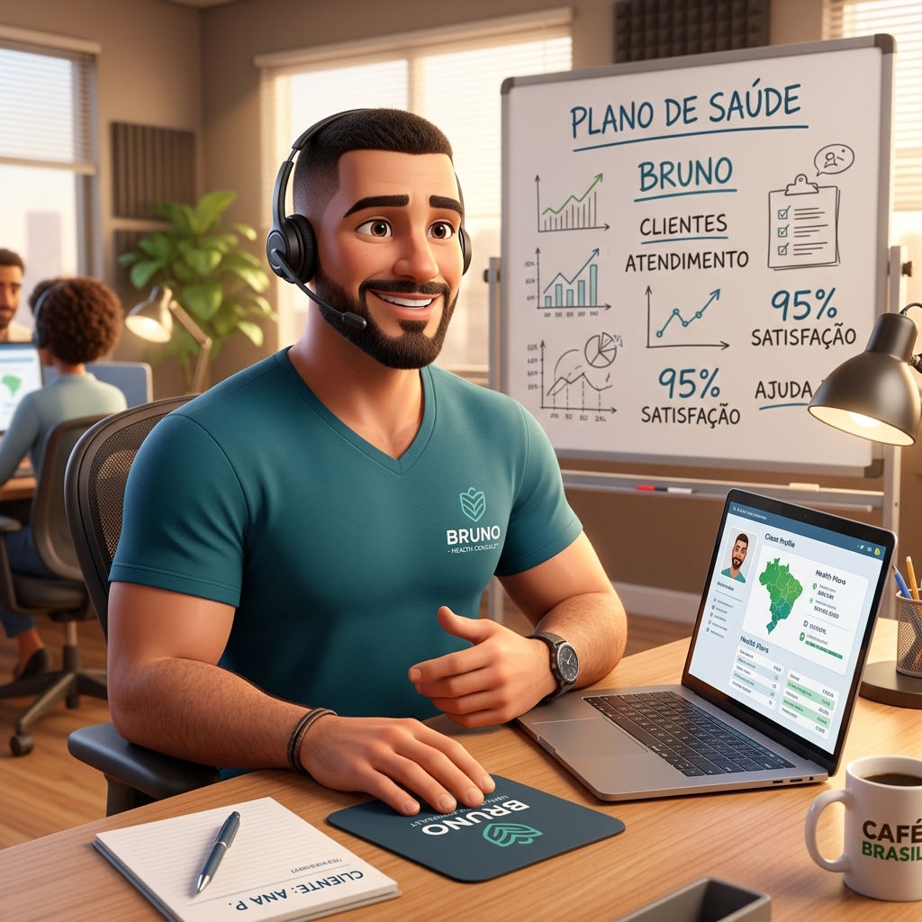 Caricatura 3D de Bruno, co-fundador da Conplan