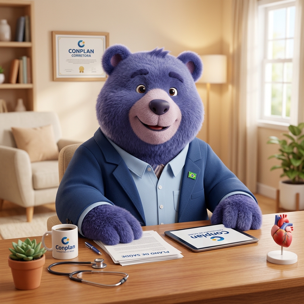 Mascote Conplan — consultor amigável de planos de saúde